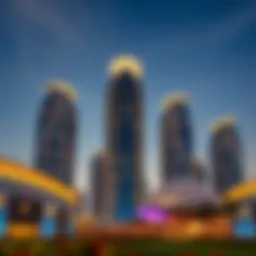 Stunning architectural view of Gulf Towers in Dubai