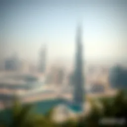 Majestic view of Hilal Tower against the Dubai skyline