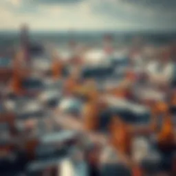 Aerial view of a thriving industrial city showcasing factories and urban infrastructure