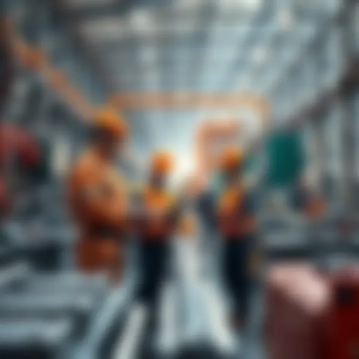 Workers collaborating in a high-tech manufacturing facility, showcasing innovation