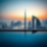 Breathtaking view of an infinity pool overlooking Dubai skyline