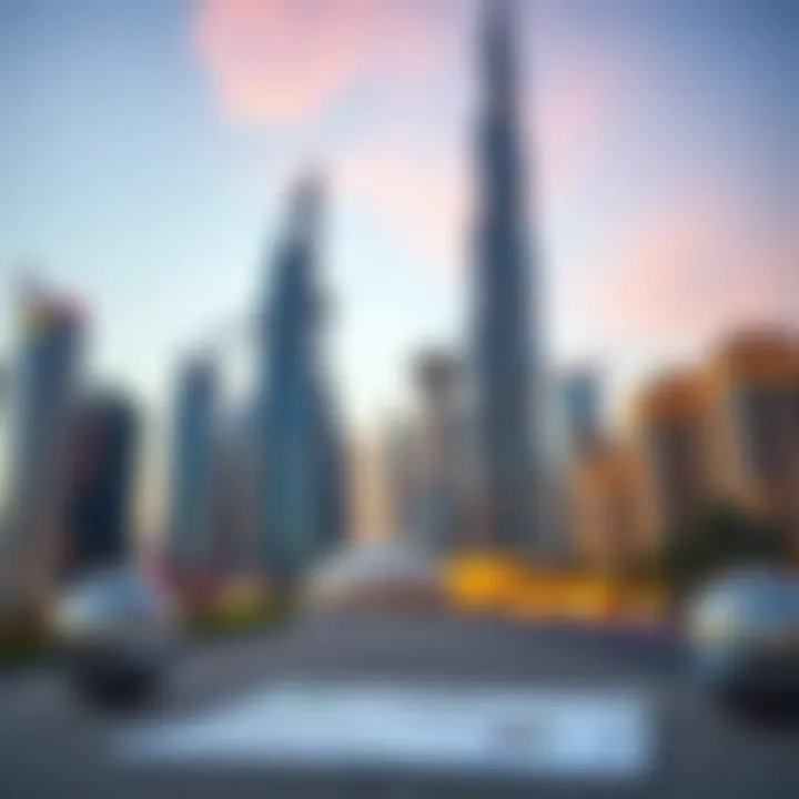 Economic license document with Dubai's iconic landmarks