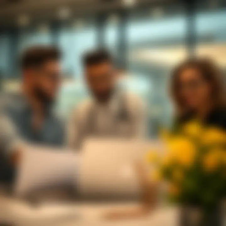 Entrepreneurs discussing strategies over a laptop