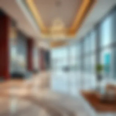 Interior Lobby of Iris Bay Tower Interior lobby of Iris Bay Tower highlighting modern design elements
