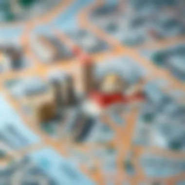 Key landmarks in Jumeirah Lake Towers highlighted on a map