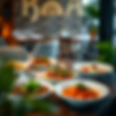 A beautifully arranged table featuring a selection of dishes from The Kana Cafe menu