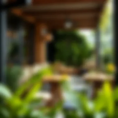 The Kana Cafe's inviting outdoor seating area filled with greenery