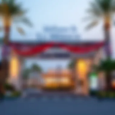 The entrance sign of La Mer Beach with colorful decorations