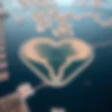 Aerial view of Love Lake Al Qudra showcasing its heart-shaped design