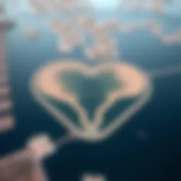 Aerial view of Love Lake Al Qudra showcasing its heart-shaped design