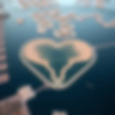 Aerial view of Love Lake Al Qudra showcasing its heart-shaped design