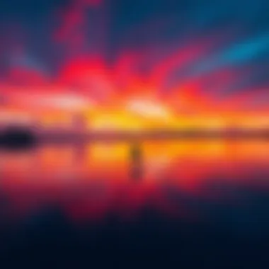 Sunset over Love Lake Al Qudra reflecting the vibrant colors of the sky