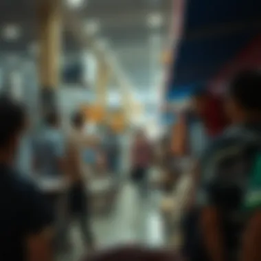 A bustling scene depicting consumer interactions in the market