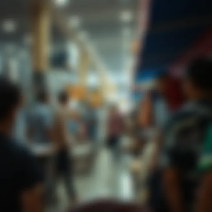 A bustling scene depicting consumer interactions in the market