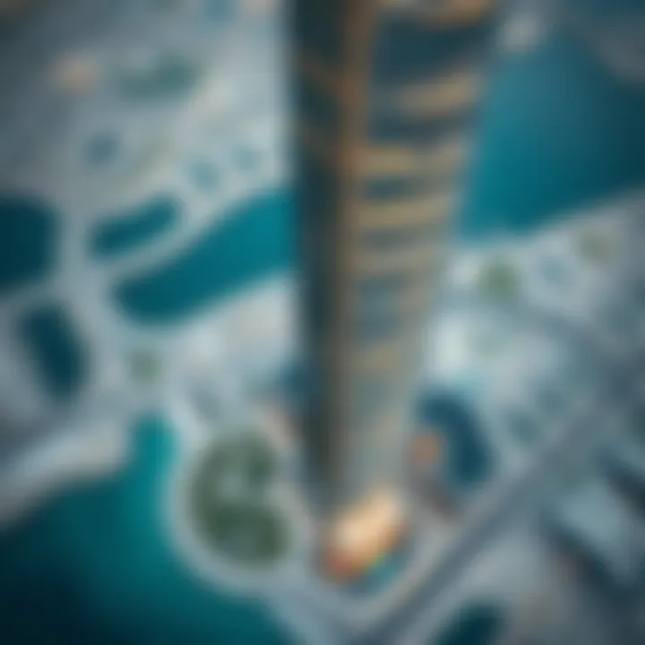 Aerial Perspective of Prime Tower Aerial view of Prime Tower in Business Bay