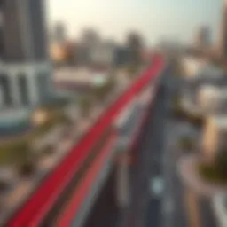 Aerial view of Dubai Red Line Metro showcasing its route