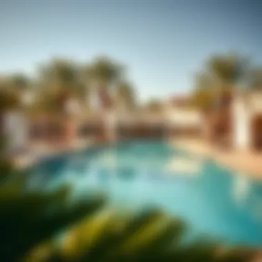 Exquisite Poolside Oasis in a Luxury Estate Lavish swimming pool surrounded by palm trees