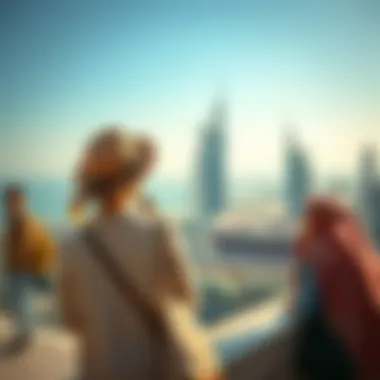 Tourists Experiencing Dubai Tourists enjoying a scenic view in Dubai