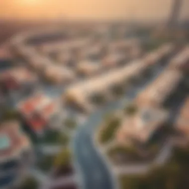 Aerial view of upscale villa community in Dubai