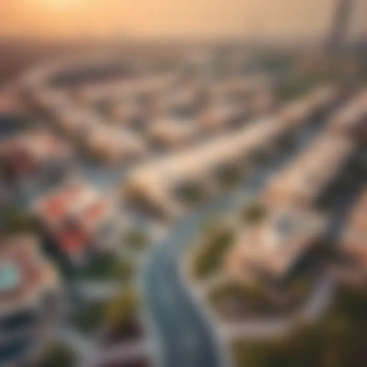 Aerial view of upscale villa community in Dubai