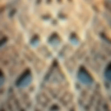 Close-up of the intricate design patterns on Orient Tower