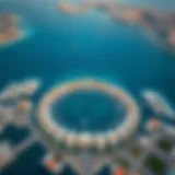 Aerial view showcasing the unique crescent shape of Palm Jumeirah