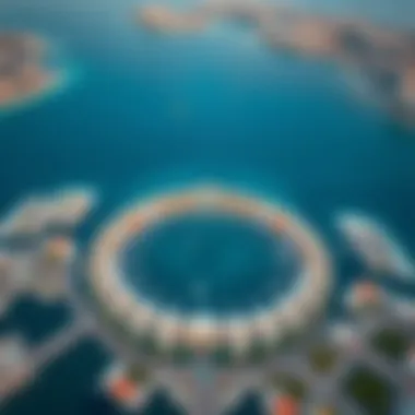 Aerial Perspective of Palm Jumeirah Crescent Aerial view showcasing the unique crescent shape of Palm Jumeirah
