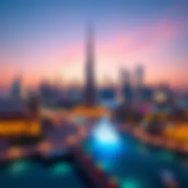 Festive Skyline of Dubai Dubai skyline during a festive celebration