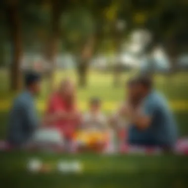 Families enjoying a public holiday picnic in a park