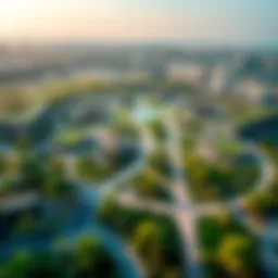 Aerial view of Ragayeb Park showcasing its lush greenery and layout