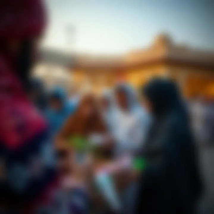 A group of individuals participating in charitable activities during Ramadan