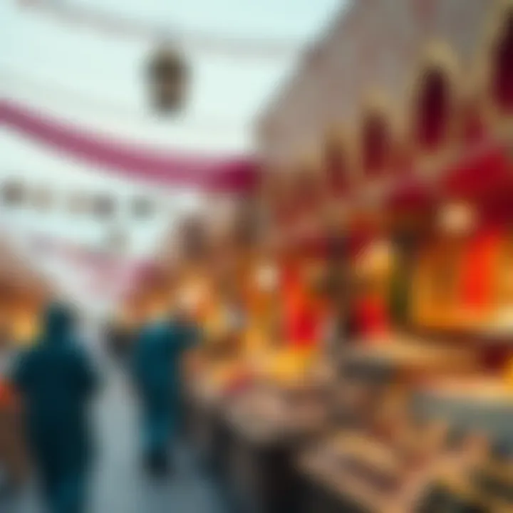 A festive market showcasing Ramadan-themed decorations and products