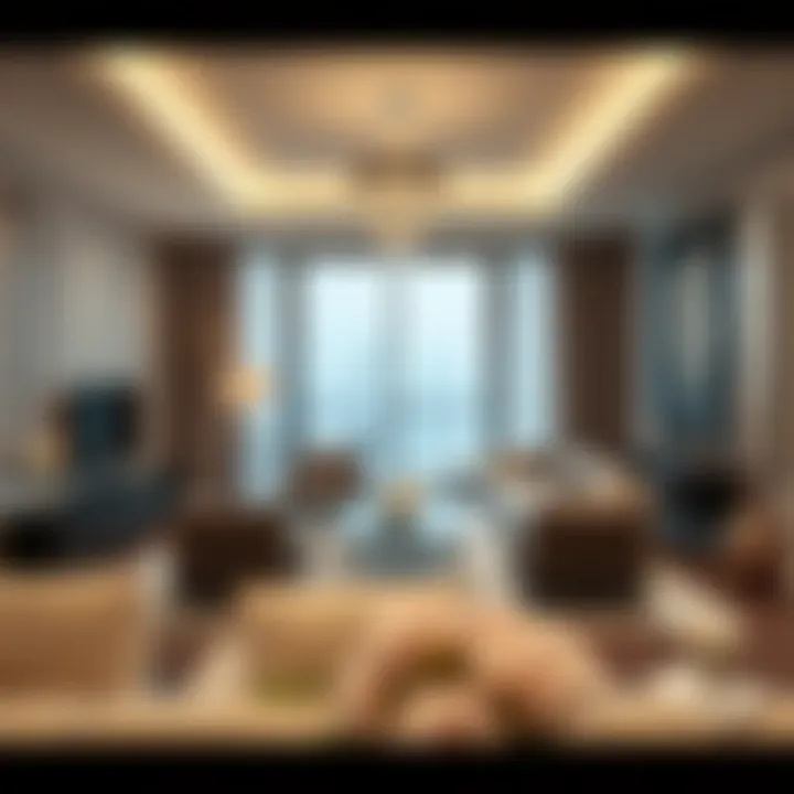 Luxurious living room interior in a Dubai Marina apartment