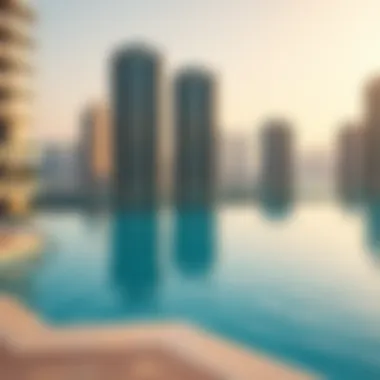 Swimming pool with a scenic view in a Dubai Marina tower