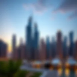 Stunning skyline view of Dubai Marina residential towers at dusk