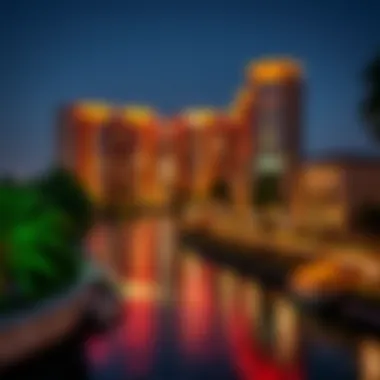 Nighttime illumination highlighting Riverland Dubai’s unique design