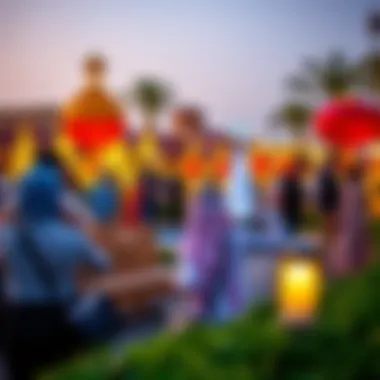Seasonal Celebrations in Riverland Visitors enjoying seasonal festivities at Riverland Dubai