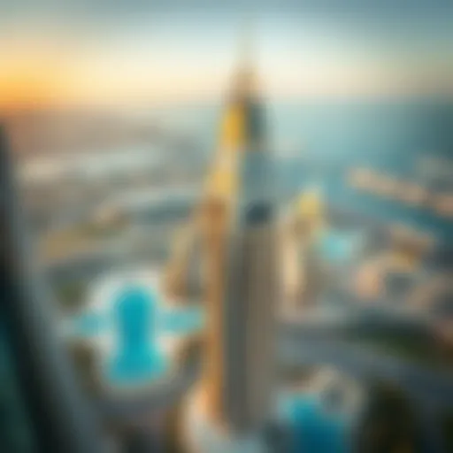 Aerial view of Sahara Tower showcasing its unique architectural design