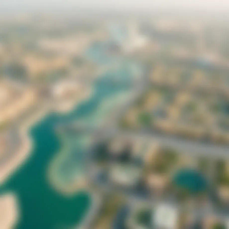 Aerial view showcasing the developing landscape of Satwa Al Maya in Dubai