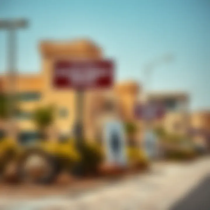 Investment opportunity signs and real estate developments in Satwa Al Maya