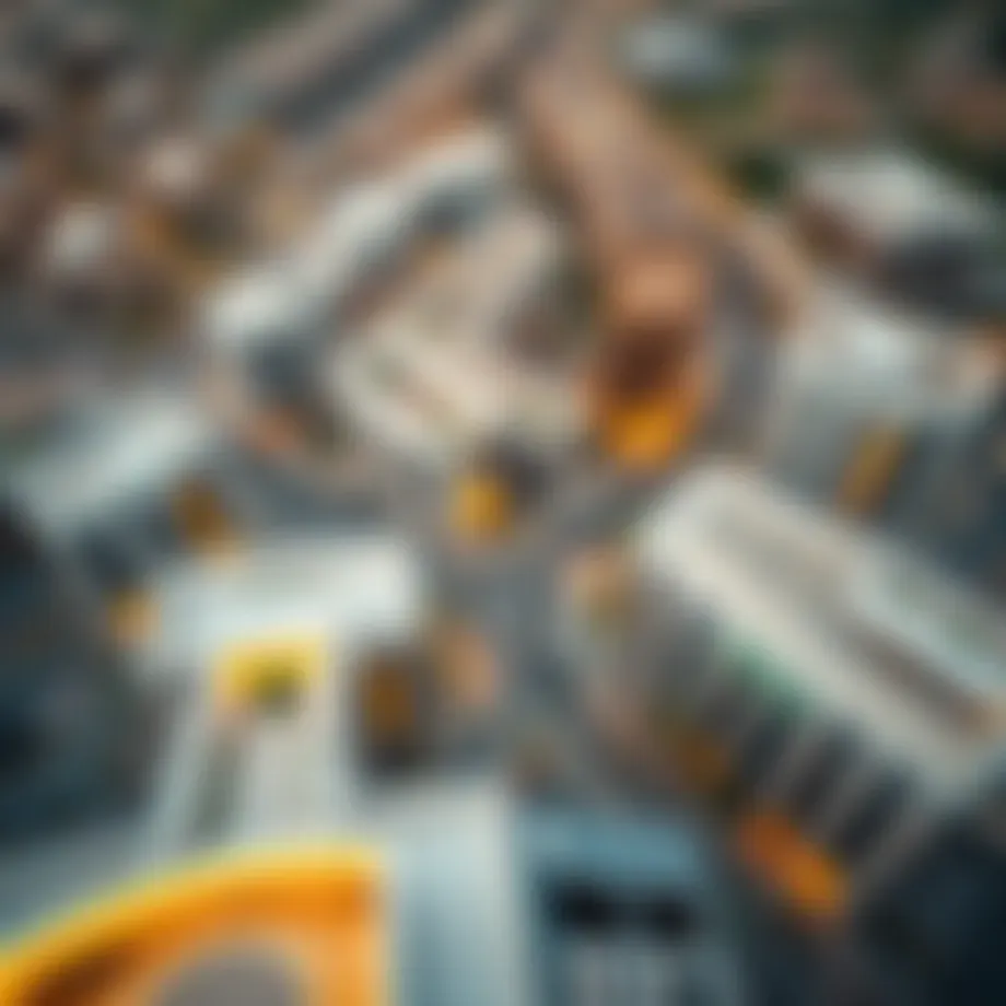 Aerial view of Shoba City showcasing modern architectural designs