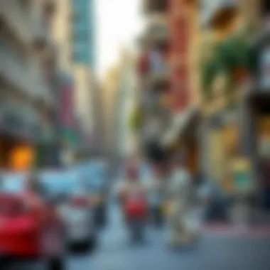 Vibrant Deira street showcasing local amenities and lifestyle