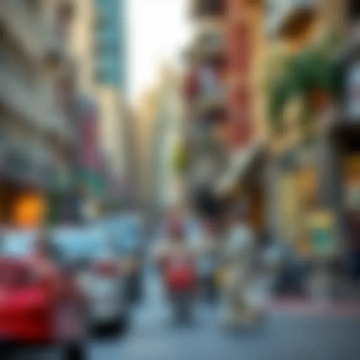 Vibrant Deira street showcasing local amenities and lifestyle
