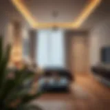 A modern studio apartment showcasing contemporary design elements.