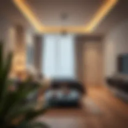 A modern studio apartment showcasing contemporary design elements.