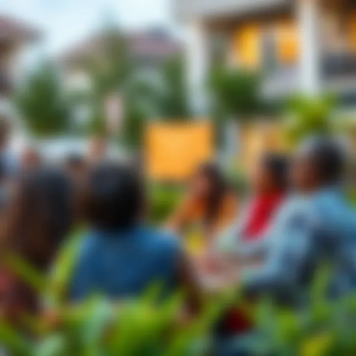 Community Engagement for Sustainable Development A vibrant community meeting discussing urban sustainability initiatives.