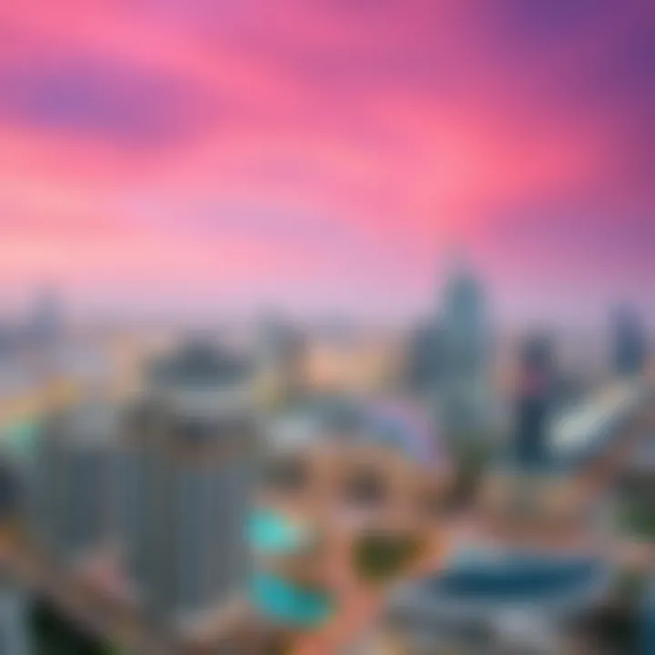 Stunning Dubai Skyline from Swissotel Panoramic view of Dubai skyline from Swissotel Downtown Dubai