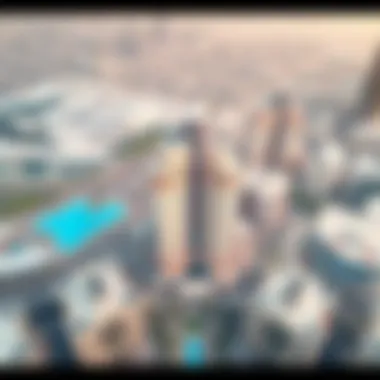 Aerial Perspective of Al Maha Building in Dubai Aerial view of the Al Maha Building and its surroundings in Dubai