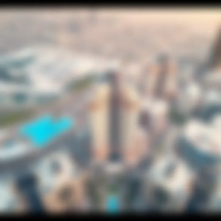 Aerial Perspective of Al Maha Building in Dubai Aerial view of the Al Maha Building and its surroundings in Dubai