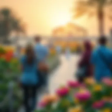 Visitors Experiencing the Flower Garden Visitors enjoying the beauty of the Flower Garden